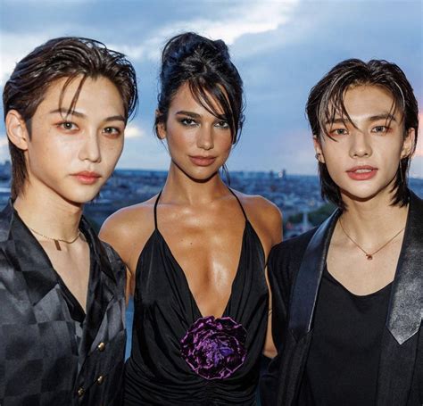 Stray Kids's Felix & Hyunjin meet Dua Lipa at 'YSL Beauty